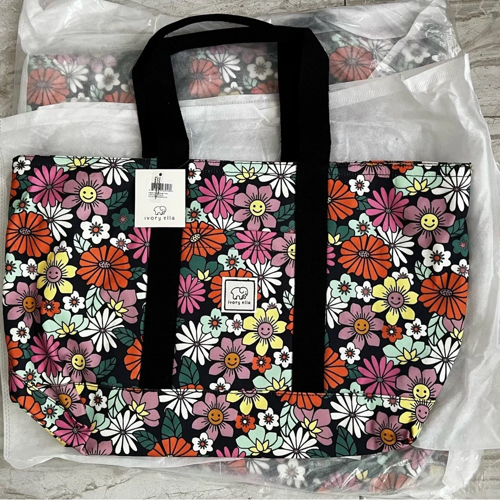 Ivory Ella Colorful Happy Floral Tote Bag